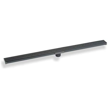 Infinity Drain 36" Site Sizable Low Profile Stainless Steel Linear Drain Kit with 2 1/2" Adhesion Style Grate – Includes PVC Channel, Stop Ends, and Outlet Assembly Gunmetal