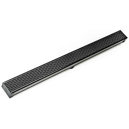 Infinity Drain 96" Site Sizable Stainless Steel Low Profile Linear Drain Kit with 2 1/2" Perforated Offset Slot Grate – Includes PVC Channel, Stop Ends, and Outlet Assembly Gunmetal