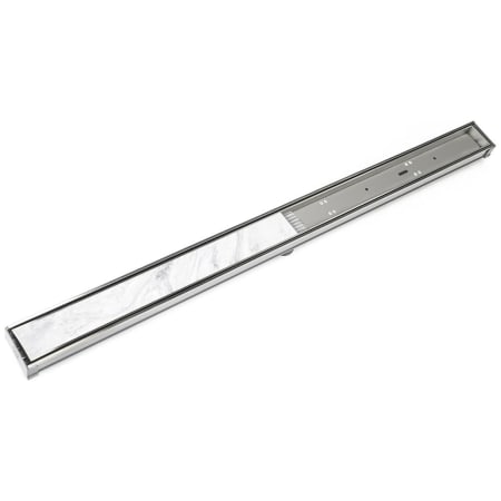 Infinity Drain 36" Site Sizable Stainless Steel Low Profile Linear Drain Kit with 2-1/2" Tile Insert Frame – Includes PVC Channel, Stop Ends, and Outlet Assembly Satin Stainless