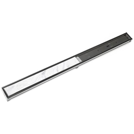Infinity Drain 48" Site Sizable Stainless Steel Low Profile Linear Drain Kit with 2-1/2" Tile Insert Frame – Includes PVC Channel, Stop Ends, and Outlet Assembly Gunmetal