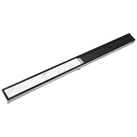 Infinity Drain 60" Site Sizable Stainless Steel Low Profile Linear Drain Kit with 2-1/2" Tile Insert Frame – Includes PVC Channel, Stop Ends, and Outlet Assembly Matte Black