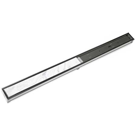 Infinity Drain 96" Site Sizable Stainless Steel Linear Drain Kit with Tile Insert Frame – Includes PVC Channel, Stop Ends, and Outlet Assembly Gunmetal