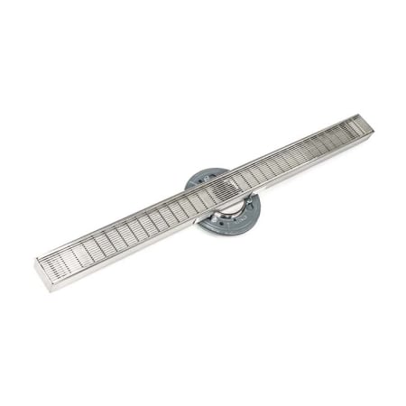 Infinity Drain Site Sizeable 72" Long x 3" Wide Drain Kit with Grate, Stainless Steel Channel, Stop Ends, and 3" Outlet Assembly Polished Stainless