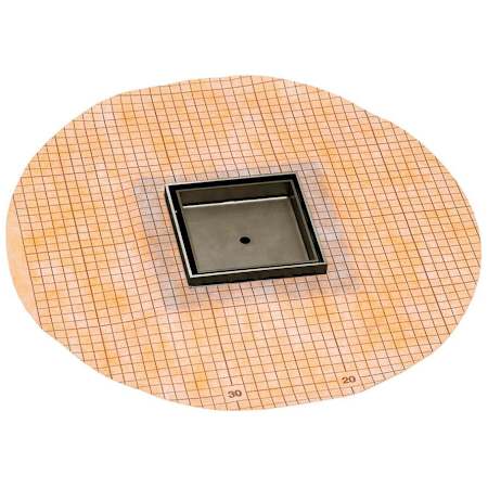 Infinity Drain 5” x 5” Flanged Tile Premium Center Drain Strainer with Factory Applied Schluter-KERDI Membrane for 3/4" Tile – Includes ABS Drain Body with 2" Outlet Gunmetal