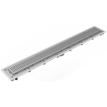 Infinity Drain 30" Complete Universal Infinity Drain Linear Drain Kit with PVC Channel and Square Pattern Grate Polished Stainless