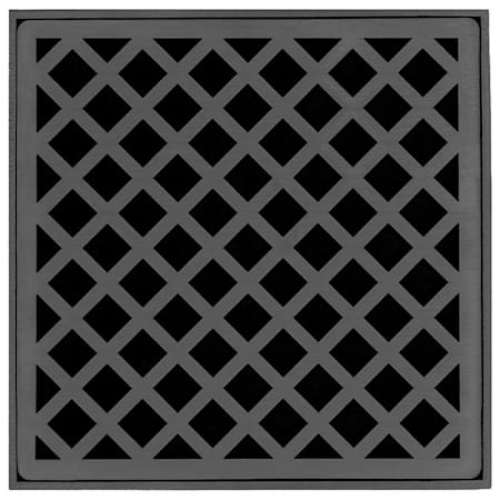 Infinity Drain 5" x 5" Premium Center Drain Kit with Criss-Cross Pattern Decorative Plate – Includes PVC Bonded Flange Drain Body with 2", 3" and 4" Outlet Gunmetal