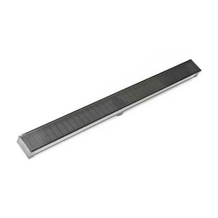 Infinity Drain 72" Site Sizable Low Profile Stainless Steel Linear Drain Complete Kit with 2-1/2" Wedge Wire Grate – Includes PVC Channel, Stop Ends, and Outlet Assembly Gunmetal