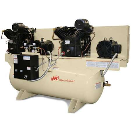 Ingersoll Rand 10 HP 120 Gal 175 Max PSI Two-Stage - Duplex Stationary Electric (230 Volt 3 Phase) Reciprocating Air Compressor with Horizontal Tank N/A