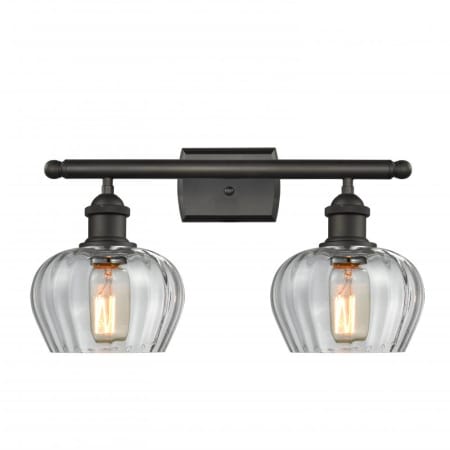 Innovations Lighting Fenton 2 Light 16" Wide Bathroom Vanity Light Oiled Rubbed Bronze / Clear Fluted