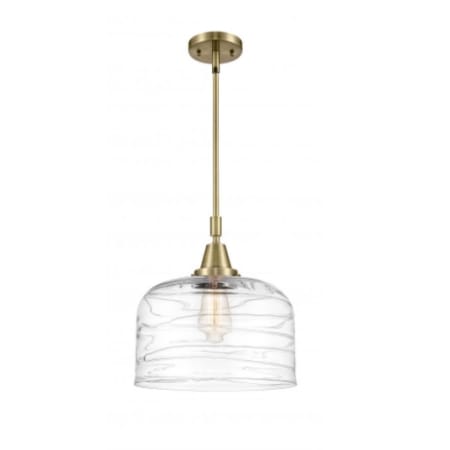 Innovations Lighting Bell Mini Pendant Brushed Brass / Clear Deco Swirl