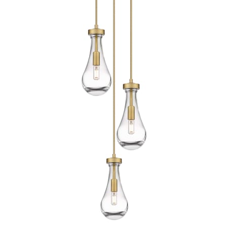 Innovations Lighting Owego 3 Light 13" Wide Multi Light Pendant Brushed Brass / Clear