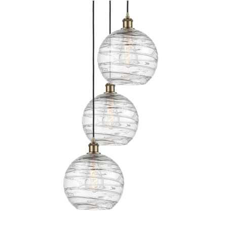 Innovations Lighting Athens 3 Light 17" Wide Multi Light Pendant Antique Brass / Clear Deco Swirl