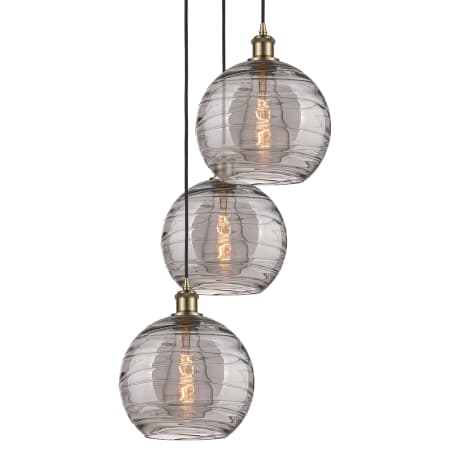 Innovations Lighting Athens Deco Swirl 3 Light 17" Wide Multi Light Pendant Antique Brass / Light Smoke Deco Swirl