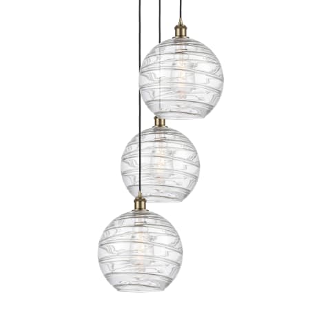 Innovations Lighting Athens 3 Light 19" Wide Multi Light Pendant Antique Brass / Clear Deco Swirl