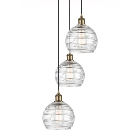 Innovations Lighting Athens 3 Light 15" Wide Multi Light Pendant Antique Brass / Clear Deco Swirl