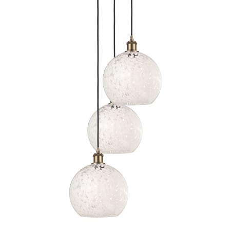 Innovations Lighting White Mouchette 3 Light 17" Wide Suspension Multi Light Pendant Antique Brass