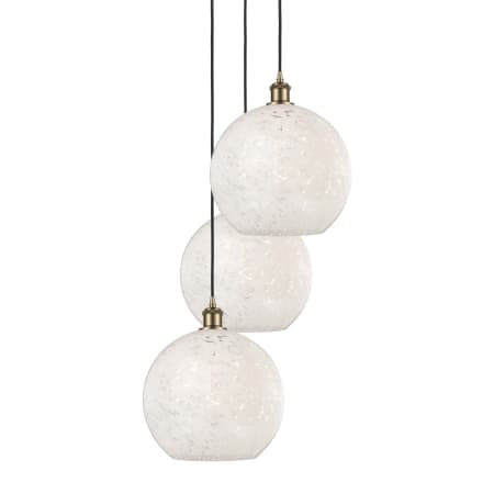 Innovations Lighting White Mouchette 3 Light 19" Wide Suspension Multi Light Pendant Antique Brass