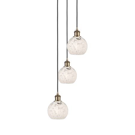 Innovations Lighting White Mouchette 3 Light 13" Wide Suspension Multi Light Pendant Antique Brass