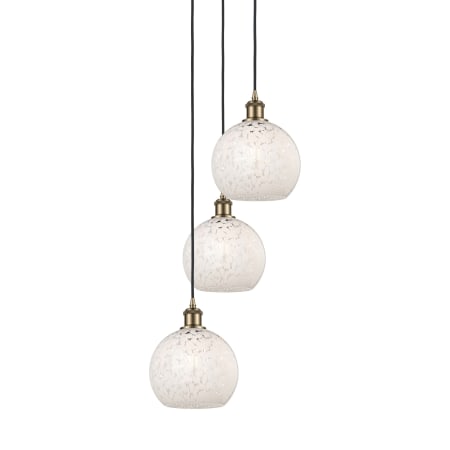 Innovations Lighting White Mouchette 3 Light 15" Wide Suspension Multi Light Pendant Antique Brass