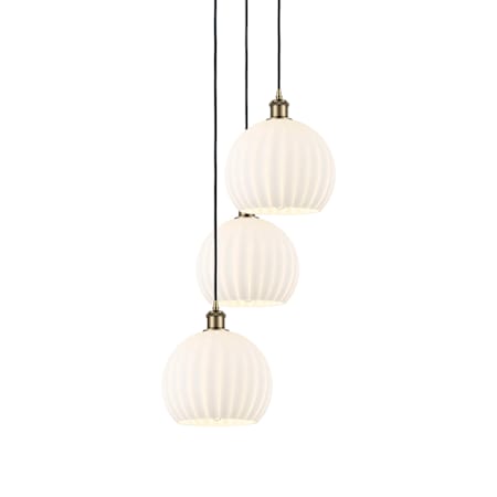 Innovations Lighting White Venetian 3 Light 17" Wide Suspension Multi Light Pendant Antique Brass
