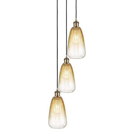 Innovations Lighting Brookhaven Almond 3 Light 13" Wide Multi Light Pendant Antique Brass / Amber