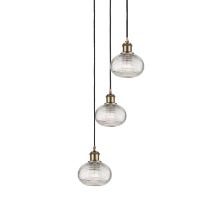 Innovations Lighting Ithaca 3 Light 13" Wide Multi Light Pendant Antique Brass / Clear Ithaca