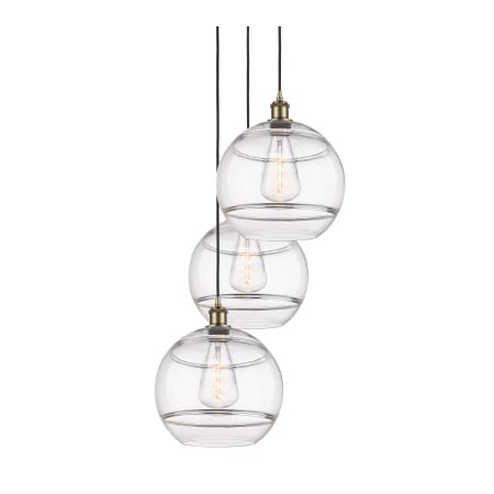 Innovations Lighting Rochester 3 Light 19" Wide Multi Light Pendant Antique Brass / Clear