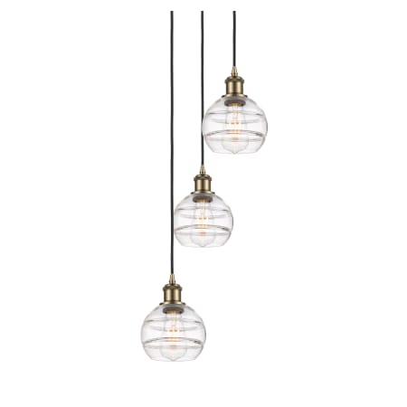 Innovations Lighting Rochester 3 Light 12" Wide Multi Light Pendant Antique Brass / Clear