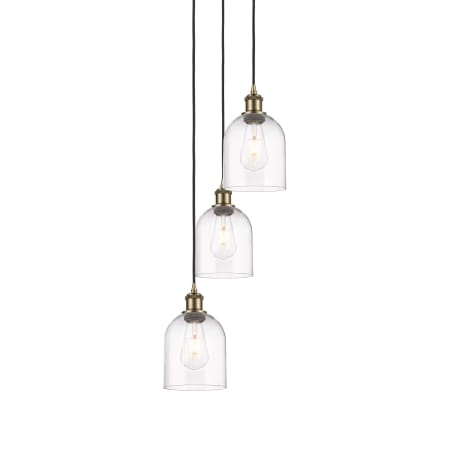 Innovations Lighting Bella 3 Light 12" Wide Multi Light Pendant Antique Brass / Clear