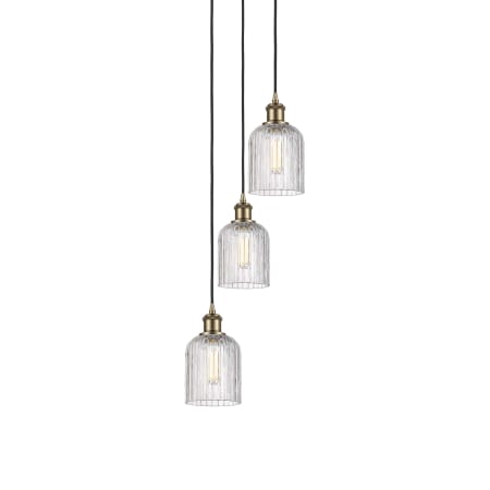 Innovations Lighting Bridal Veil 3 Light 12" Wide Multi Light Pendant Antique Brass / Clear