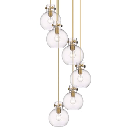 Innovations Lighting Newton Sphere 6 Light 19" Wide Multi Light Pendant Brushed Brass / Clear