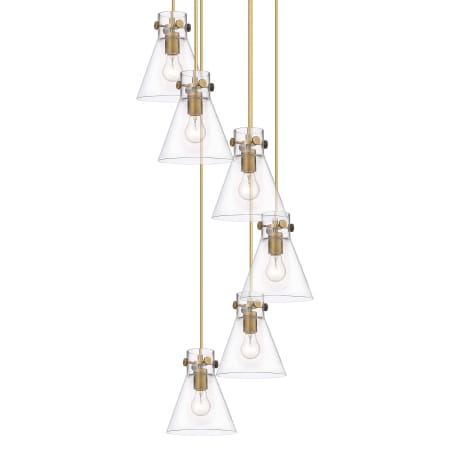 Innovations Lighting Newton Cone 6 Light 19" Wide Multi Light Pendant Brushed Brass / Clear