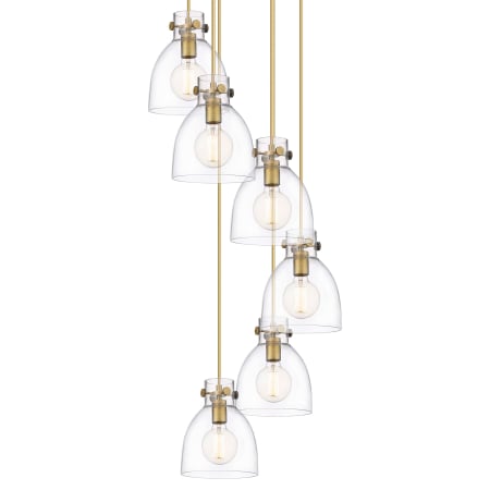 Innovations Lighting Newton Bell 6 Light 19" Wide Multi Light Pendant Brushed Brass / Clear
