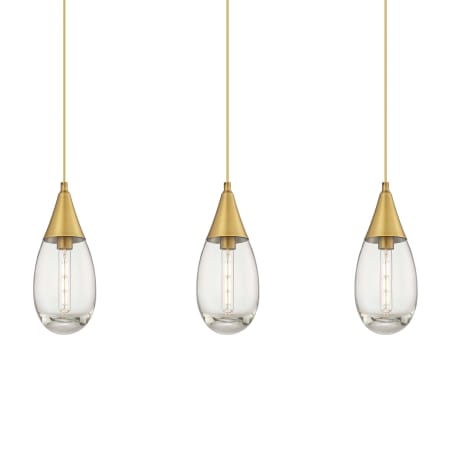Innovations Lighting Malone 3 Light 38" Wide Linear Pendant Brushed Brass / Clear