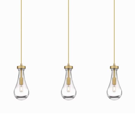 Innovations Lighting Owego 3 Light 37" Wide Linear Pendant Brushed Brass / Clear