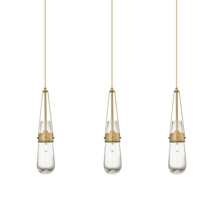 Innovations Lighting Milan 3 Light 37" Wide Linear Pendant Brushed Brass / Clear