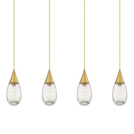 Innovations Lighting Malone 4 Light 50" Wide Linear Pendant Brushed Brass / Clear