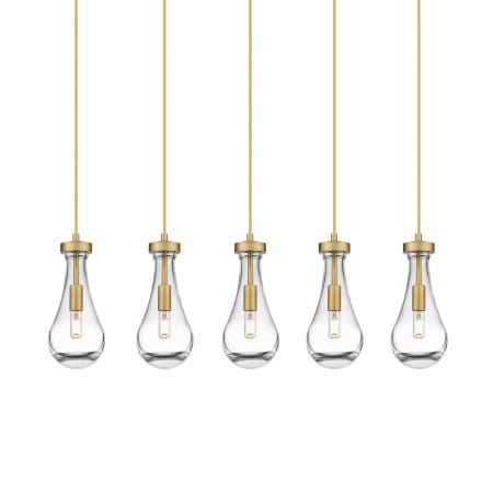 Innovations Lighting Owego 5 Light 37" Wide Linear Pendant Brushed Brass / Clear