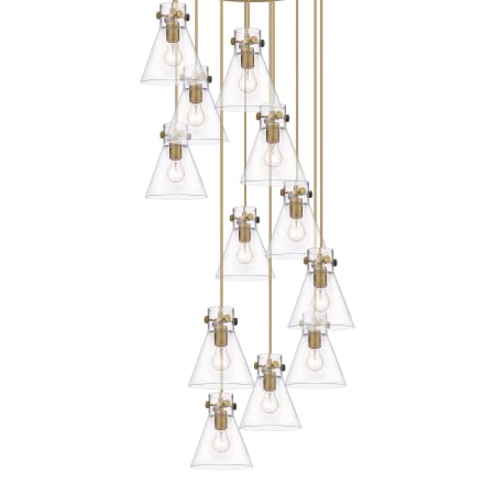 Innovations Lighting Newton Cone 12 Light 28" Wide Multi Light Pendant Brushed Brass / Clear