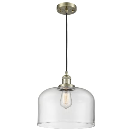 Innovations Lighting X-Large Bell Single Light 12" Wide Pendant Antique Brass / Clear
