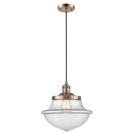 Innovations Lighting Large Oxford 12" Wide Single Pendant - Cord Suspension Antique Copper / Clear