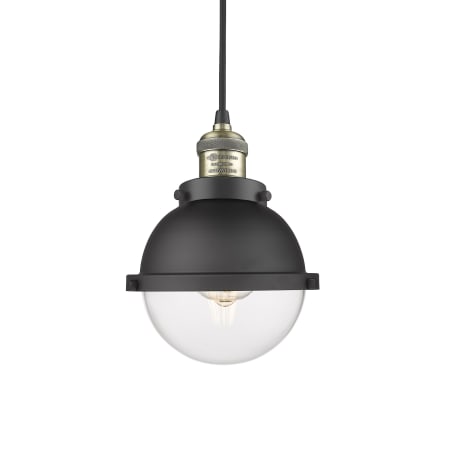 Innovations Lighting Hampden 7" Wide Mini Pendant Black Antique Brass / Clear