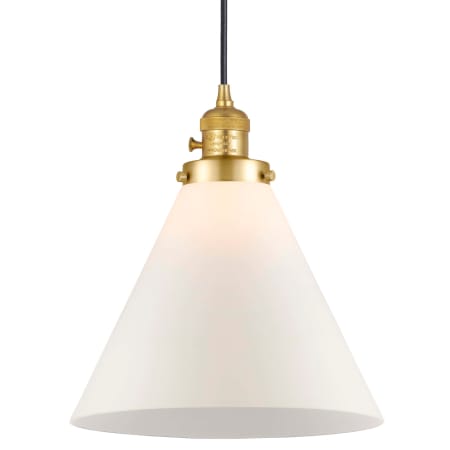 Innovations Lighting Cone 12" Wide pendant with Shade Satin Gold / Matte White