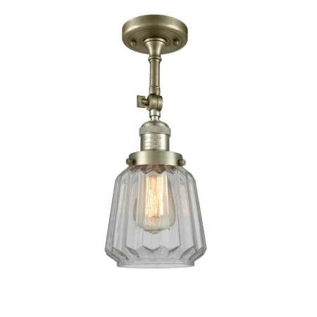 Innovations Lighting Chatham Single Light 6" Wide Semi-Flush Ceiling Fixture Antique Brass / Clear