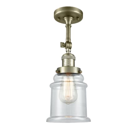 Innovations Lighting Canton Single Light 6" Wide Convertible Semi-Flush Ceiling Fixture Antique Brass / Clear