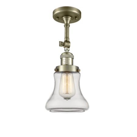 Innovations Lighting Bellmont Single Light 6" Wide Convertible Semi-Flush Ceiling Fixture Antique Brass / Clear