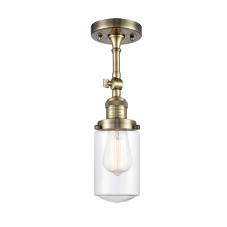 Innovations Lighting Dover 5" Wide Convertible Semi-Flush Ceiling Fixture / Convertible to Wall Sconce Antique Brass / Clear