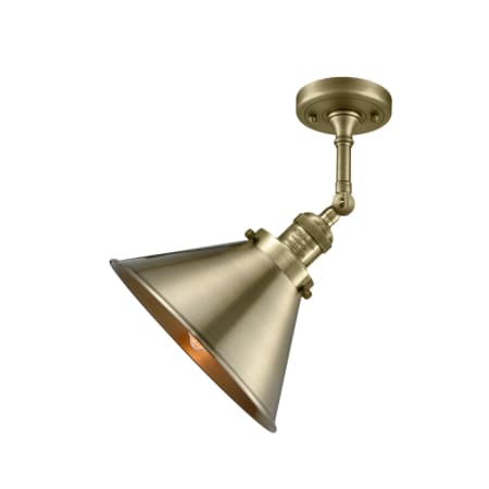 Innovations Lighting Briarcliff Single Light 10" Wide Semi-Flush Ceiling Fixture Antique Brass / Antique Brass
