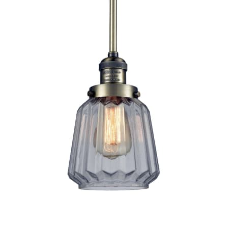 Innovations Lighting Chatham Single Light 6" Wide Mini Pendant with Hang Straight Swivel Antique Brass / Clear