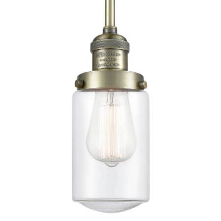 Innovations Lighting Dover 10" Tall Mini Rod Hung Pendant Antique Brass / Clear